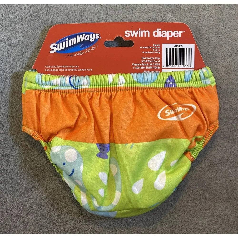 SwimWays Reusable Swim‎ Diaper, Octopus Design Small  6 Months 13-18 lbs NEW
